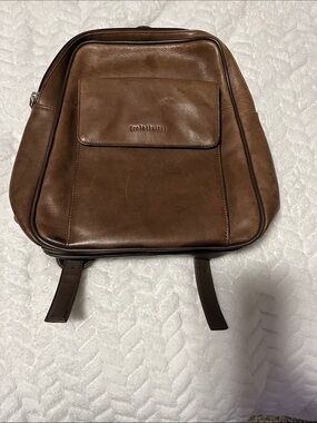 Relativity Brown Leather Backpack with Front Flap Pocket